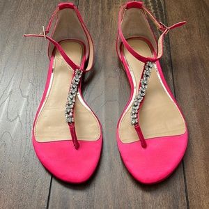 Badgley Mischka Jeweled Satin Sandals (size 7)